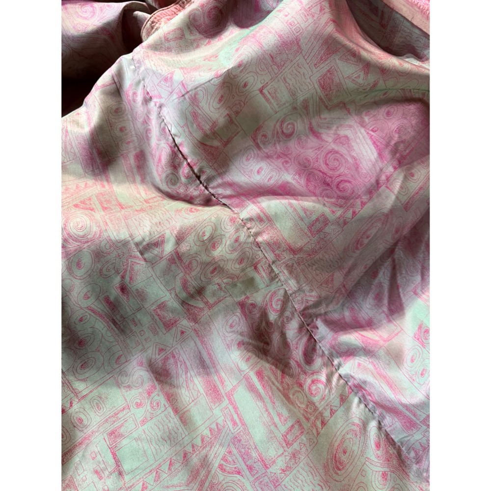 Vintage 90s Jones New York Trench Coat Sm Iridescent Pink Green Fairy Whimsical - Picture 10 of 13